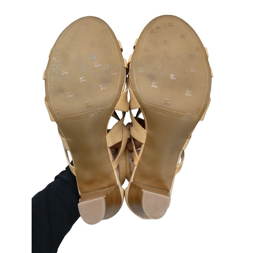 Franco Sarto Gladiator Strappy Heel Leather Sandals‎ Size 8.5 Beige Nude - Picture 5 of 8